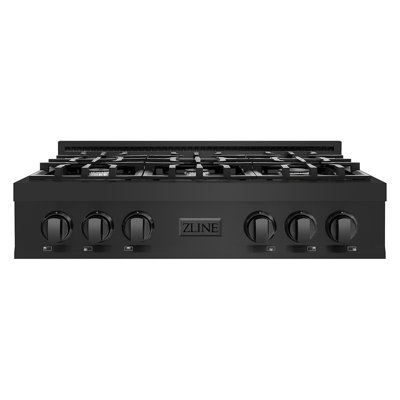ZLINE 36 in. Classic Gas Rangetop with 6 Burners and Porcelain Cooktop in Black Stainless Steel