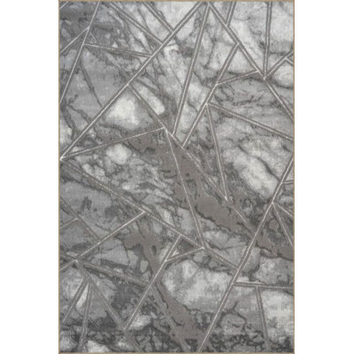 Tapis tissé à motif croisé gris