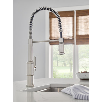 Kinzie Pre-Rinse Single Handle Spring Spout Kitchen Faucet