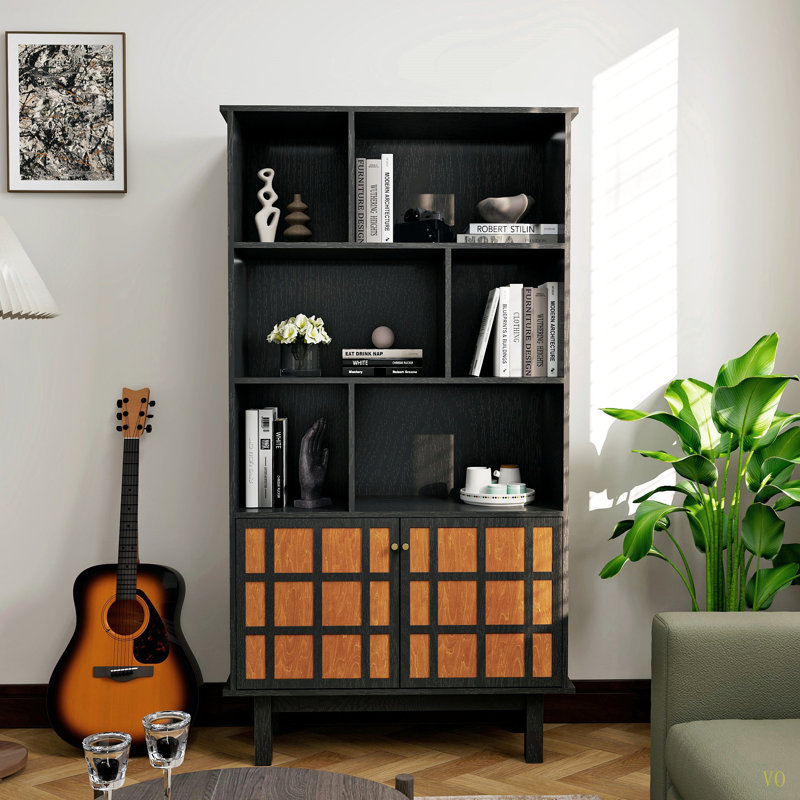 Bibliothèque avec armoire, bibliothèque avec portes et miel
