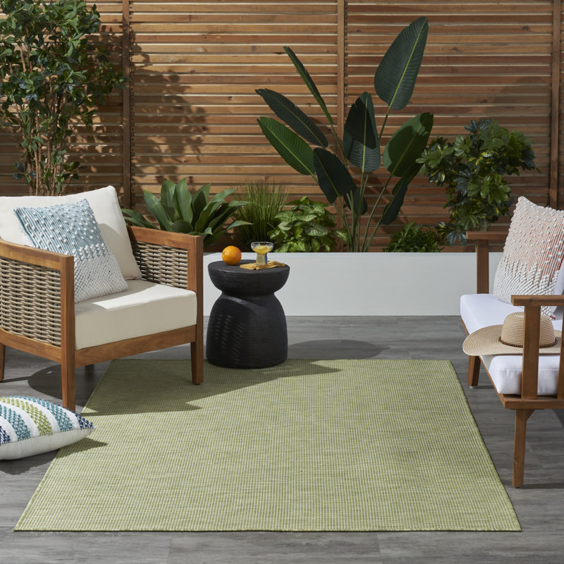 Lillehammer Solid Indoor/Outdoor Area Rug, Rectangle 5' x 7', Moss Green