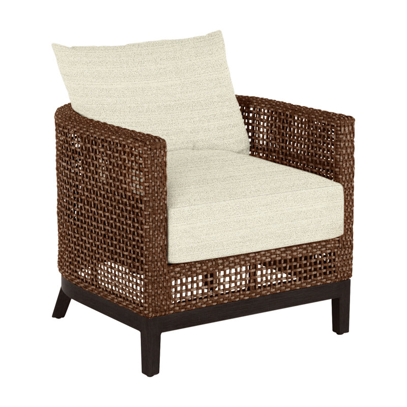 Peninsula N-Dura Resin Wicker Outdoor Barrel Chair, Mahogany/Chestnut, No welt + Standard fill, Perigold Replay Clay