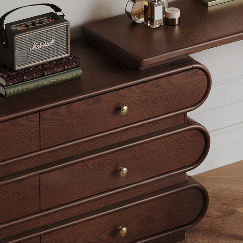 Commode en bois massif de style rétro, Brun