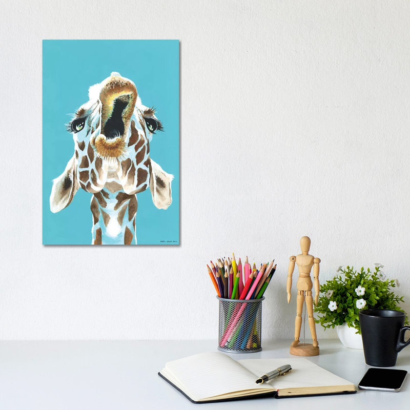 Having A Giraffe by Kirstin Wood - Painting on Canvas, Wrapped Canvas, 20.32 cm H x 30.48 cm W