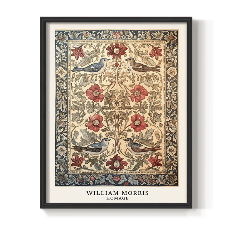 WM MORRIS Series CCCXCI Framed Print - Solid Wood, Noir, noir, noir, noir, H 11 po x l 9 po
