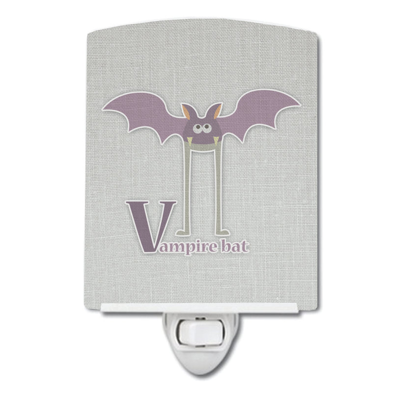 Éclairage de nuit en céramique alphabet v for-vampire bat