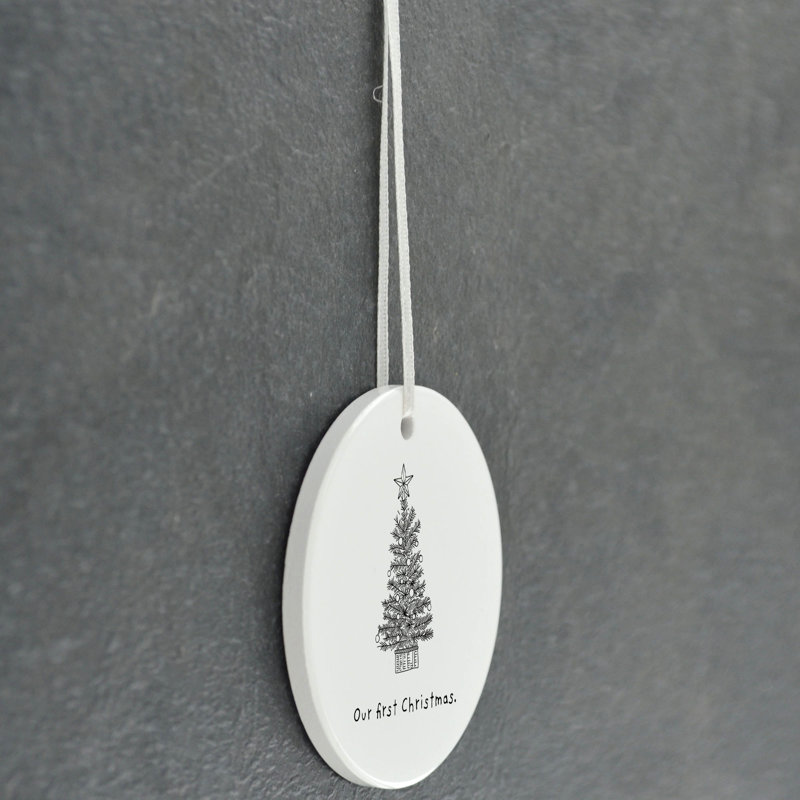 Carley Our First Christmas Circle Shaped Ceramic Ornament