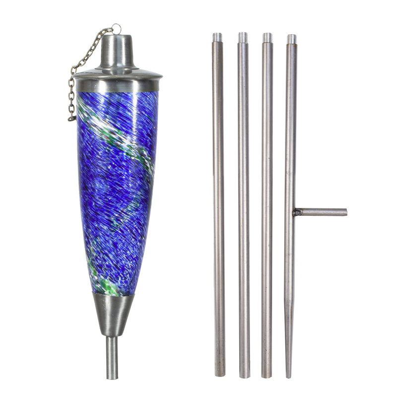 Genesis Blue Hand-Blown Glass and Metal Oil Torch
