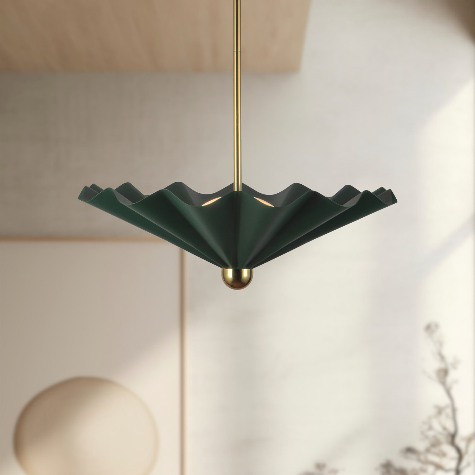 Sadira 25-in dimmable LED Pendant, 25-in, Green