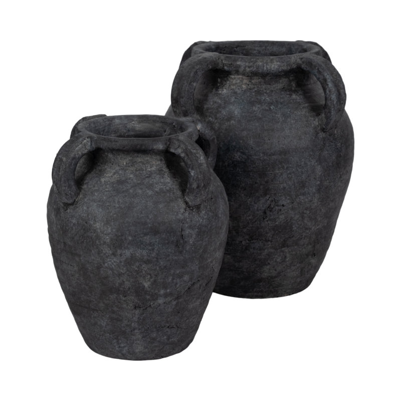 Handmade Ceramic / Porcelain Table Vase, Black, 12" H x 10" W x 10" D