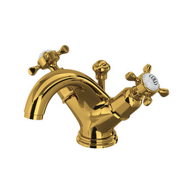 Perrin & Rowe Edwardian Low Level Spout Widespread Bathroom Faucet - Unlacquered  Brass with Metal Lever Handle