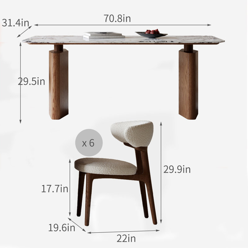 Ensemble de table de salle à manger moderne et luxueux, H 29,5 po x L 70,8 po x l 31,4 po
