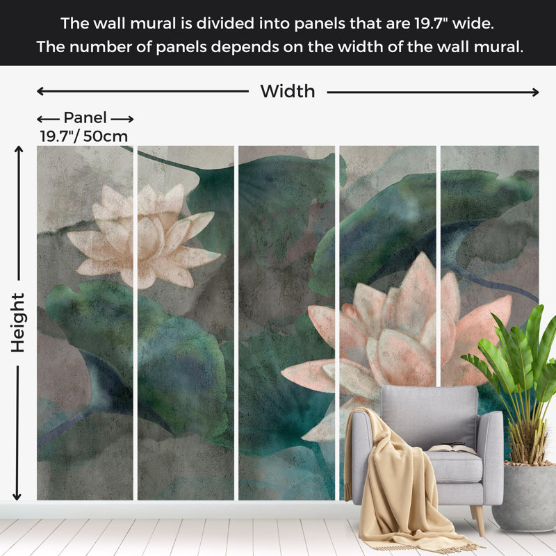Papier peint floral - Jardin d'été doux, L 82 po x l 118 po