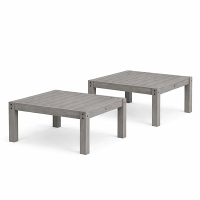 Table d'appoint carrée pour l'extérieur, l 27,4 po x H 13 po, gris (ensemble de 2)