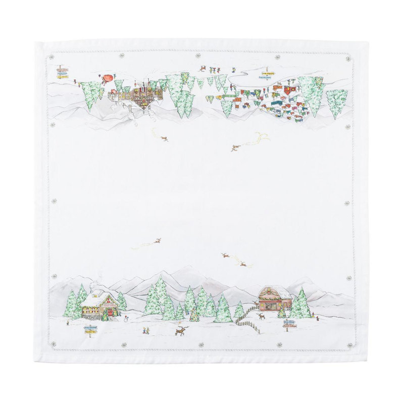 North Pole Christmas Cotton Sateen Napkin, 22" Square
