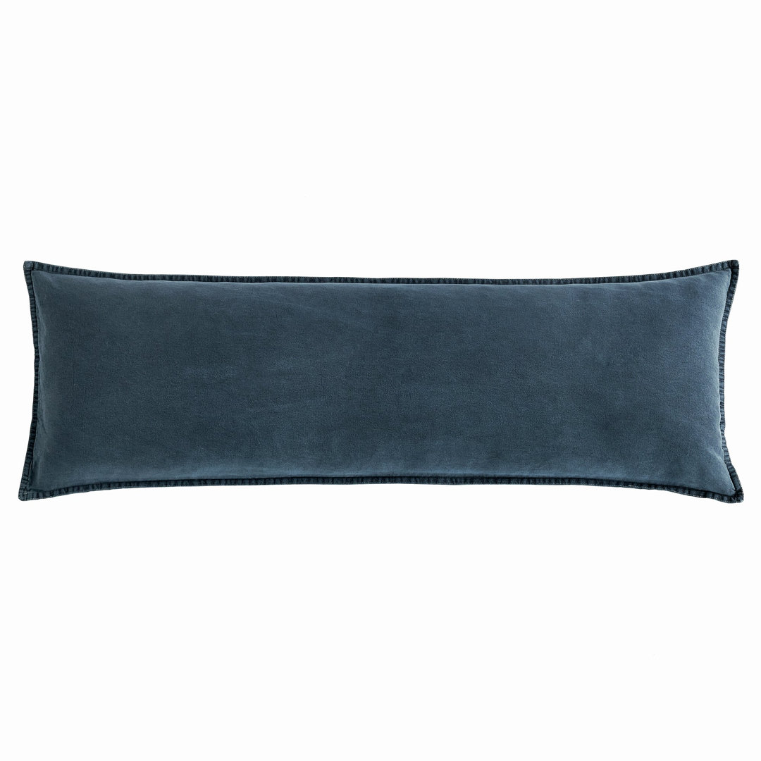 Stonewashed Cotton Canvas Solid Color Classic Chic Modern Rustic 14x42 Long Lumbar Pillow