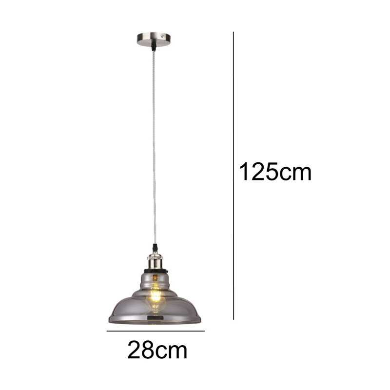 Gracie 1 - Light Dome Pendant, Vintage Clear, Brushed Chrome/Silver Braided