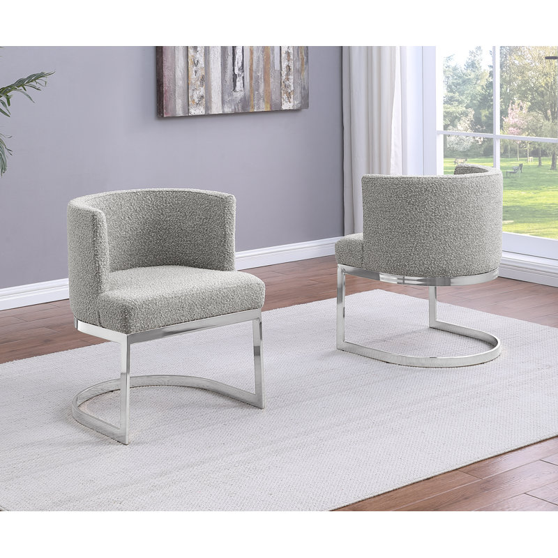 Single Side Chair With Sled Base, Rich Gray, Silver