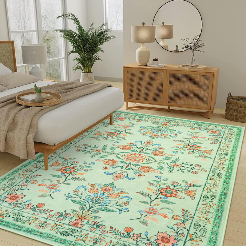 Tapis lavable pour salon Vintage, Rectangulaire 8 pi x 10 pi