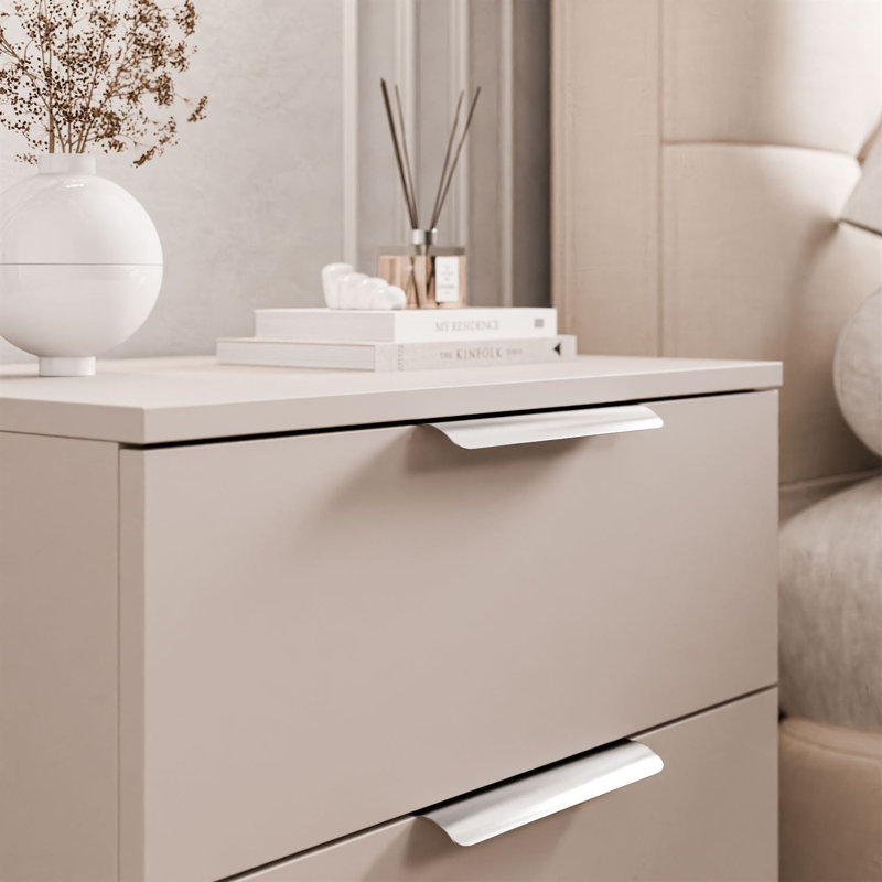55cm W Bedside Table, Cashmire/Silver