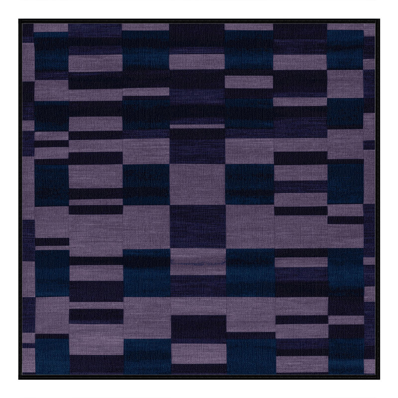 Tapis bleu à carreaux lavable à la machine, Carré 3 pi