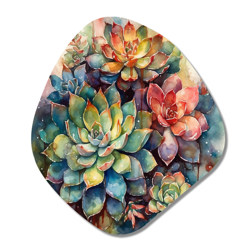 Manuli - art mural asymétrique en forme de nébuleuse de cactus, H 35 po x l 31 po x P 1 po