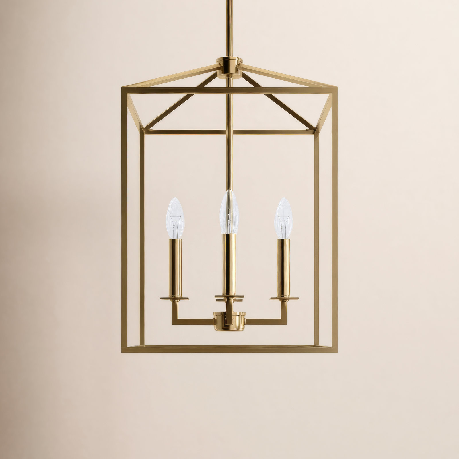 Ellis 4 - Light Dimmable Lantern Chandelier, 23.25" H x 15.5" W x 15.5" D, Satin Brass, No