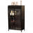 47.6" Tall Metal Storage Cabinet With Glass Doors & Flip-Top
