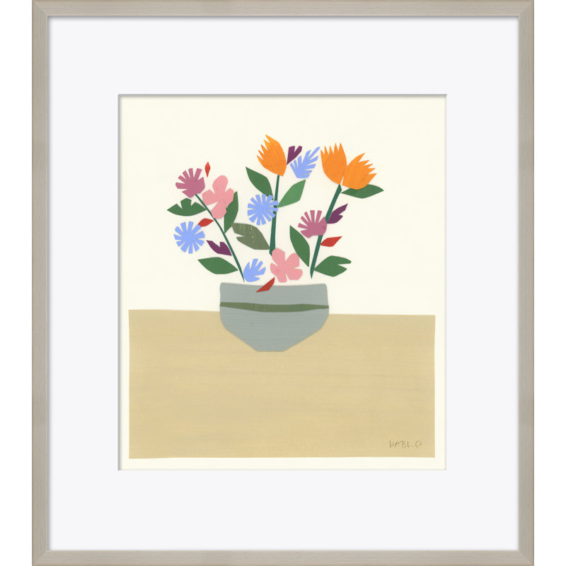 Still Life Series - Flower Pot Giclee Print by Susan Hable, Gray Framed, 17.75" H x 15.75" W x 1" D