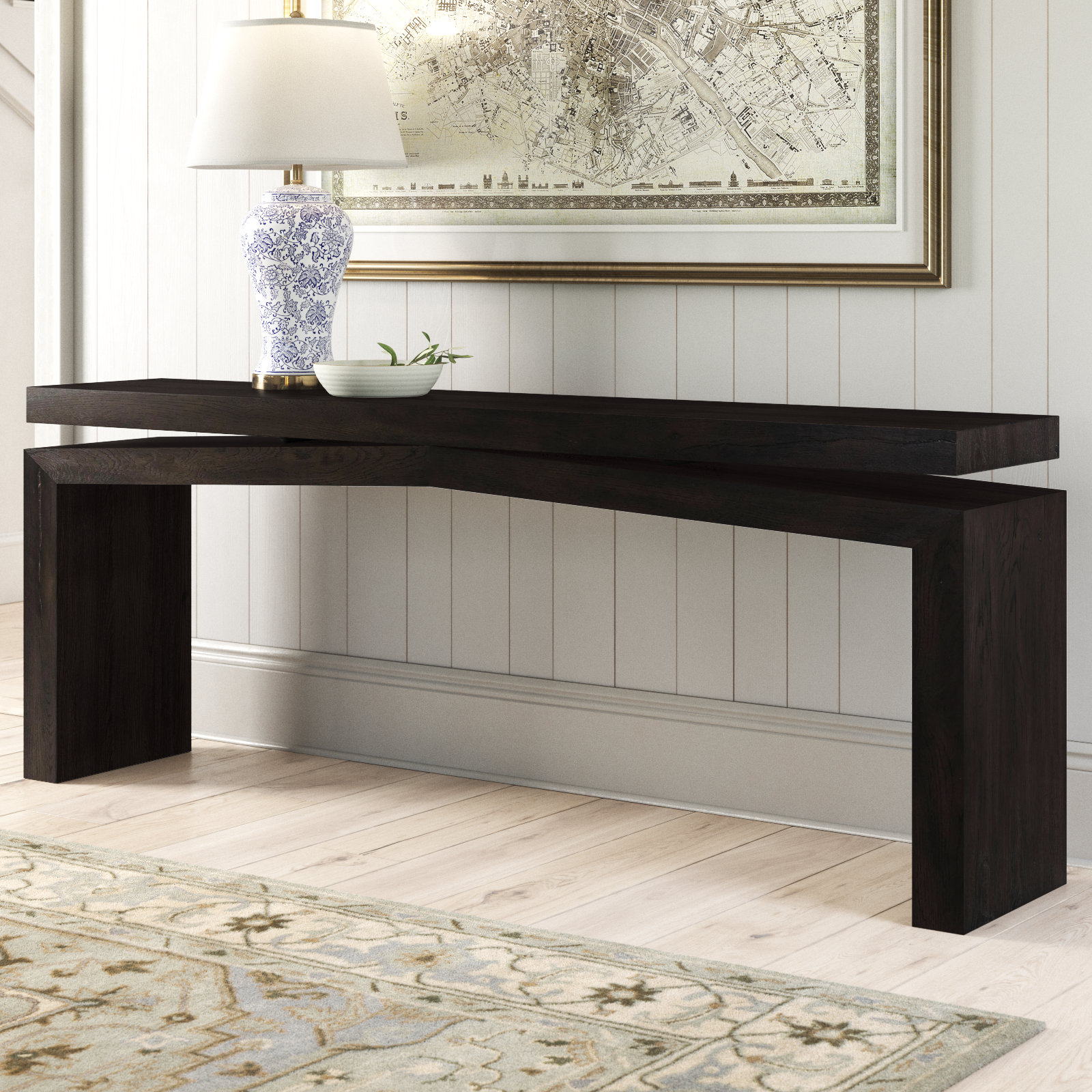 Henn Solid Wood Console Table, Smoked Black, 30.75" H x 94" W x 15" D