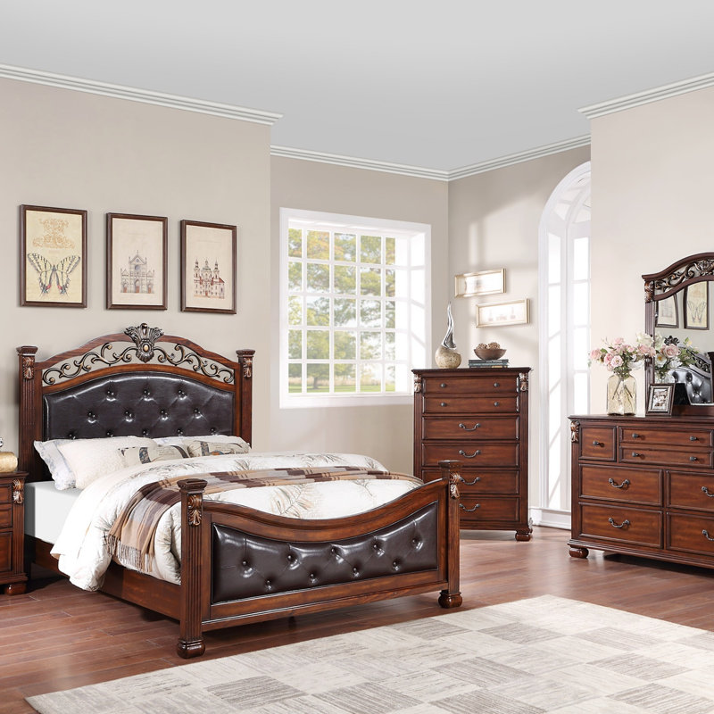 Lit plateforme tapissier Spigner, Grand, Brun / gris