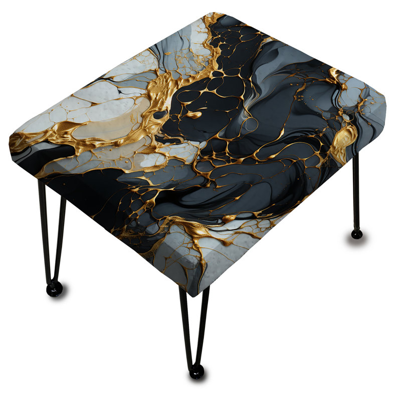 Repose-pieds rectangulaire doré en marbre doré et noir