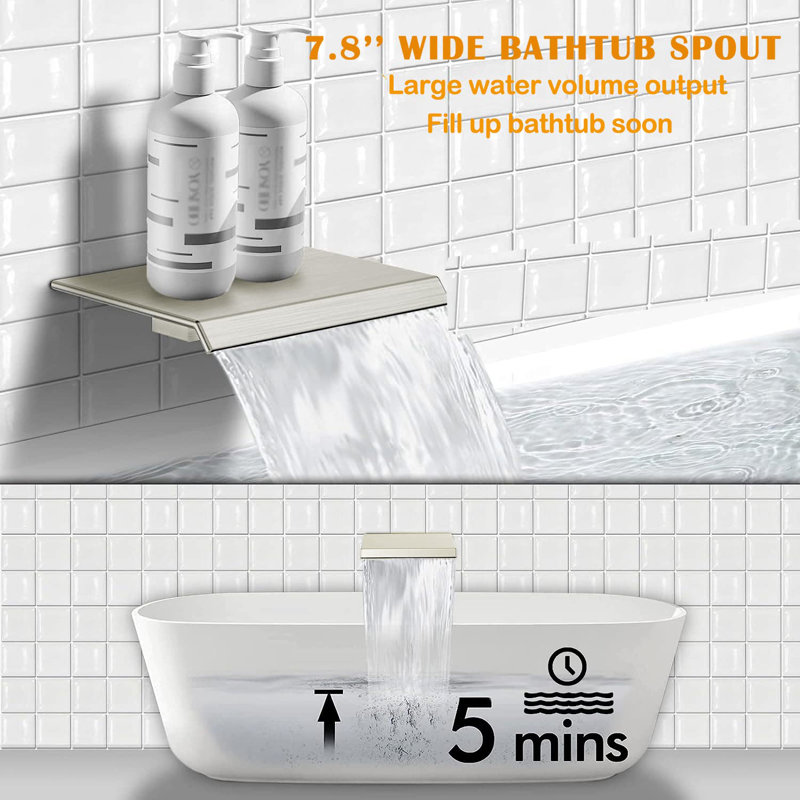 Shower System With Tub Spout, 10 Inches Tub Shower Faucet Set For Bathroom, High Pressure Rain Shower With Handheld Spray