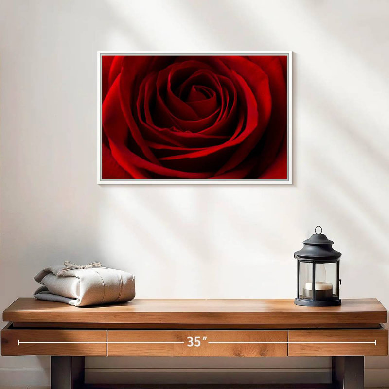 Rose rouge Saint-Valentin, Cadre flottant blanc, 19 po x 13 po