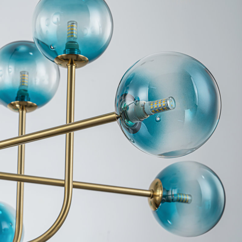 Lustres sphériques en verre 13 lumières Davesha, Doré