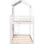 Lit superposé simple blanc avec garde-corps et fenêtre - Base en bois massif-703589660
