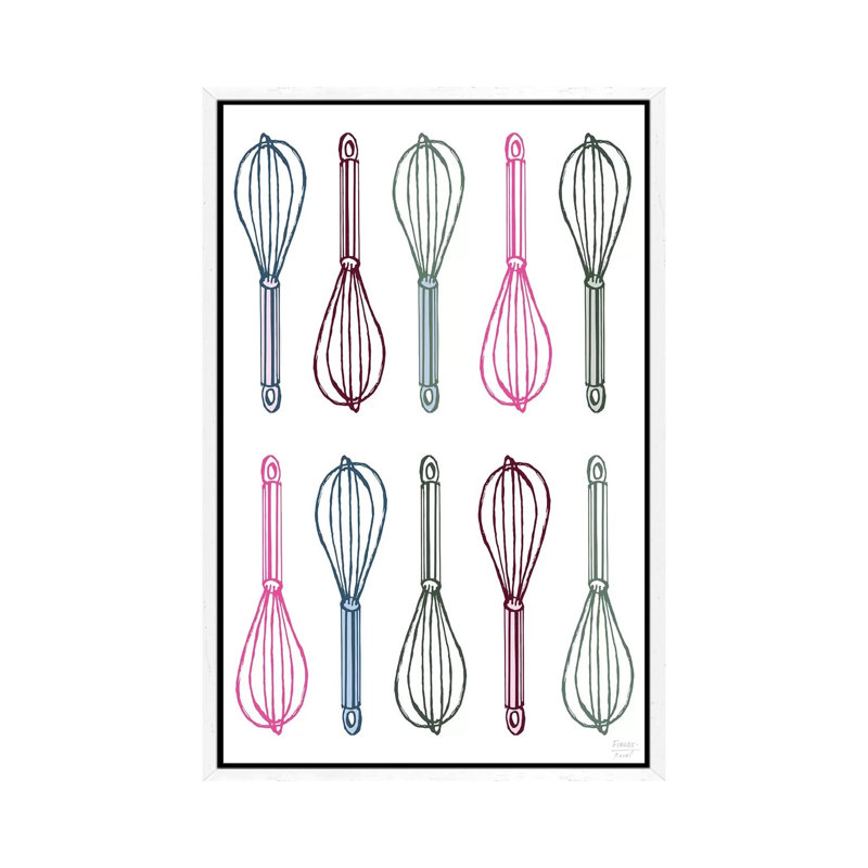 Whisk Whisk - Print on Canvas, 152.4cm H x 101.6cm W x 3.81cm D, White Floater Framed