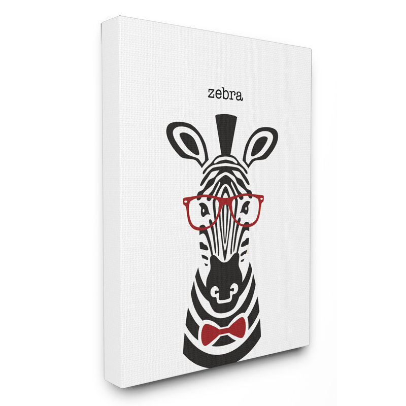 « typographique hipster zèbre », reproduction d’impression surdimensionnée, H 30 po x l 24 po, Toile tendue