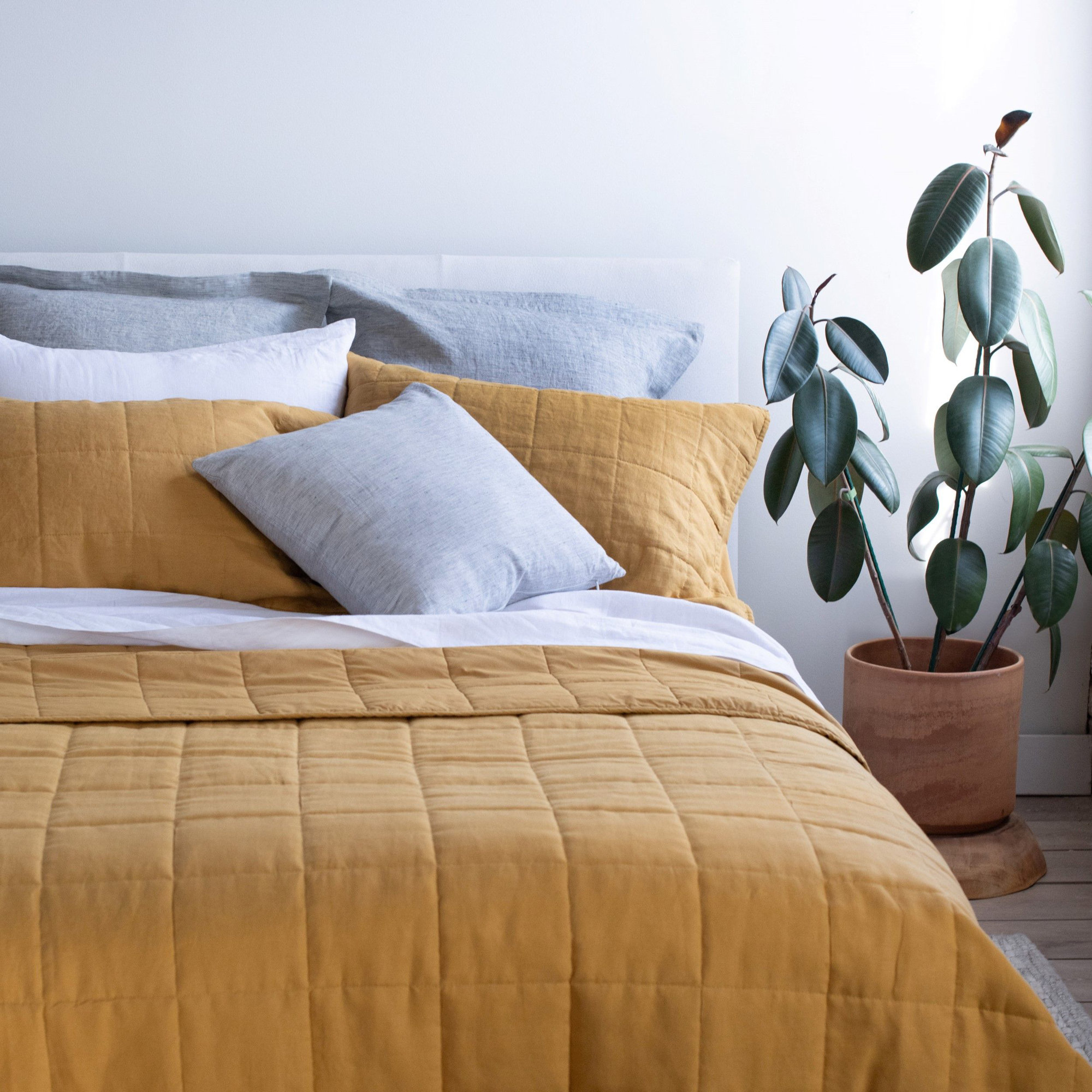 100% French Linen Pillow Sham, Square 20", Pebble Heather