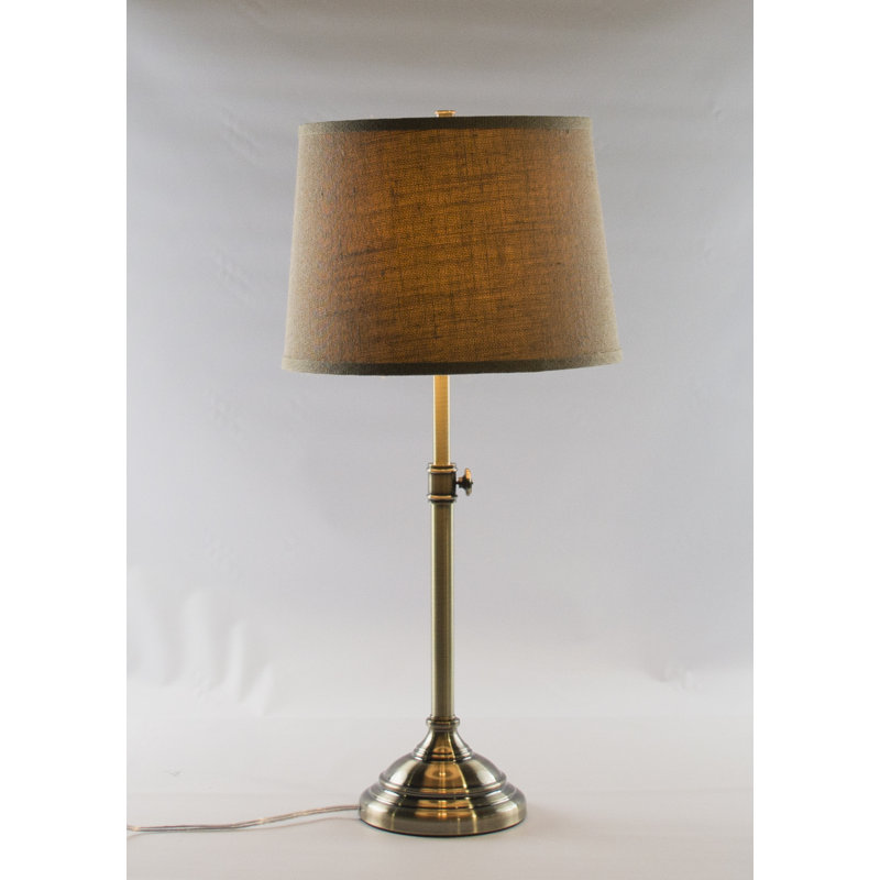 Caitlynne Metal Table Lamp, Natural Burlap, Antique Brass