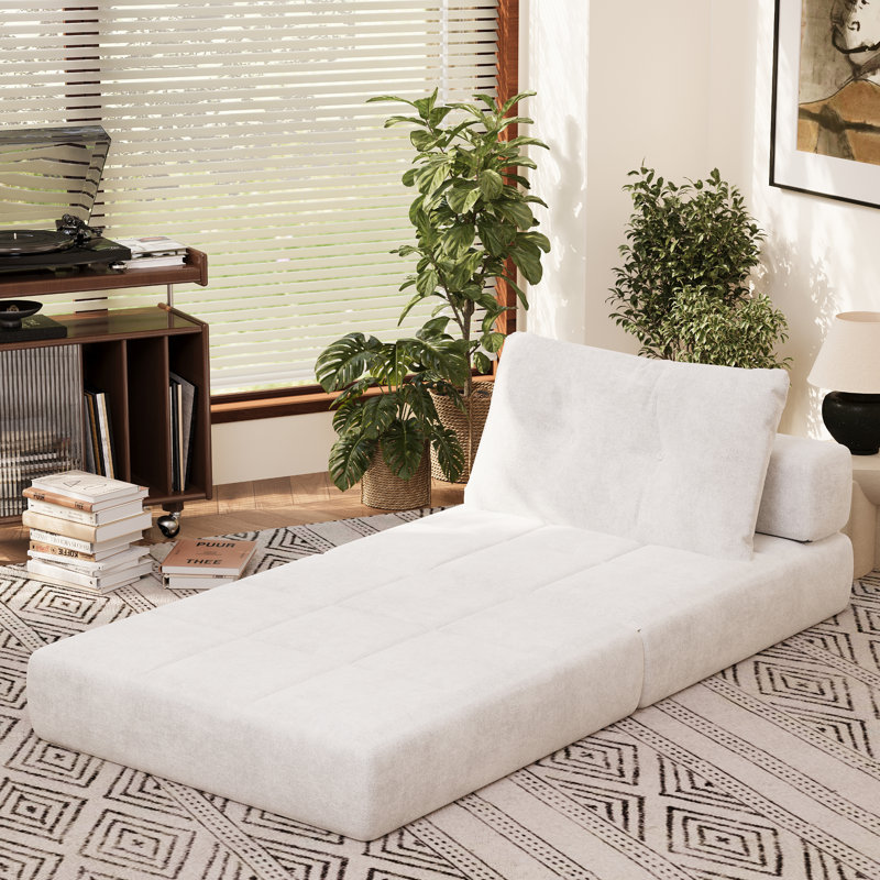 70"Pullout Sofa, Sofa Mattress, with Throw Pillows, White