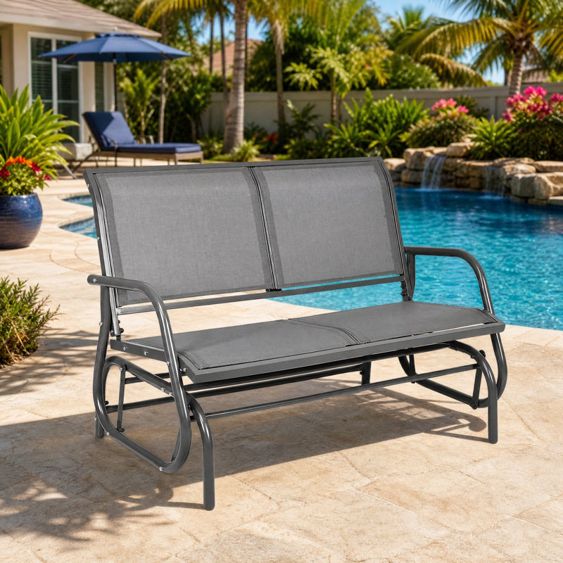 Fauteuil à bascule à bascule pour patio, 122 cm (48 po), causeuse, Gris