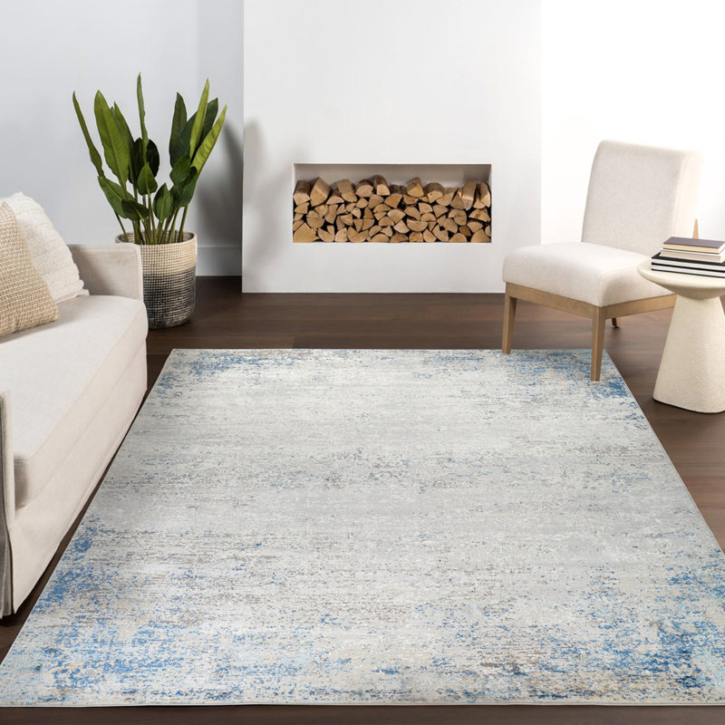Stella Light Gray and Beige Rectangular Synthetic Rug