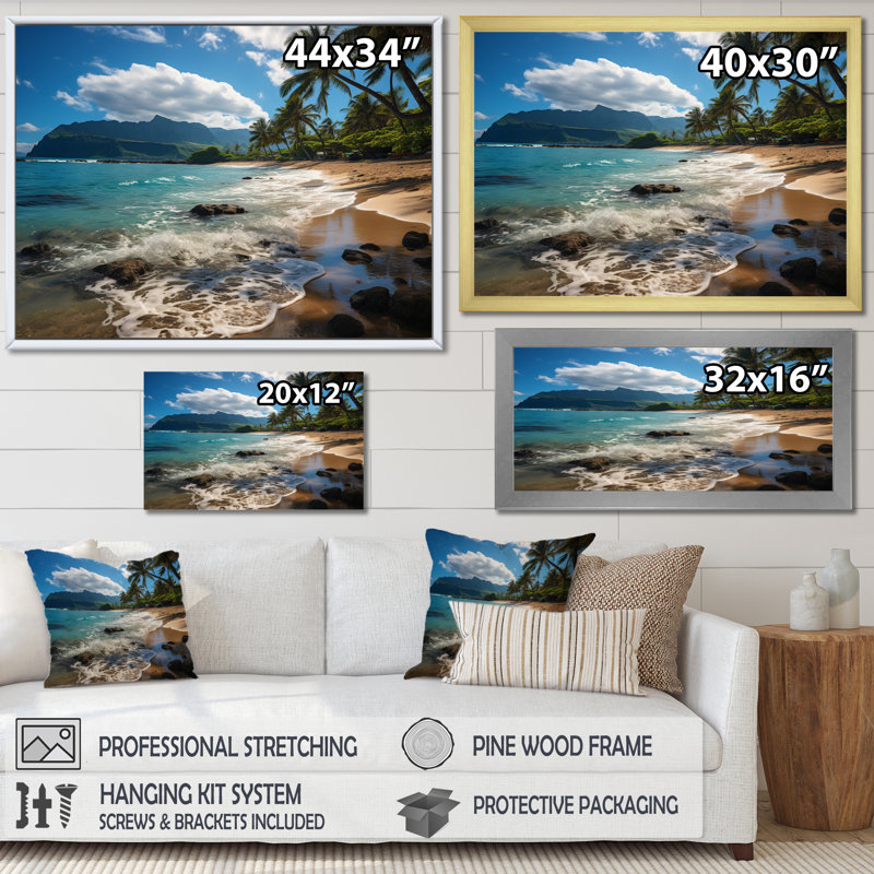 Aloha Tropical Dreamscape II - Maui, impressions encadrées, H 16 po x l 32 po x P 1 po, Toile tendue