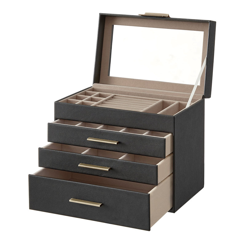 Wood Jewellery Box +, Black/Golden