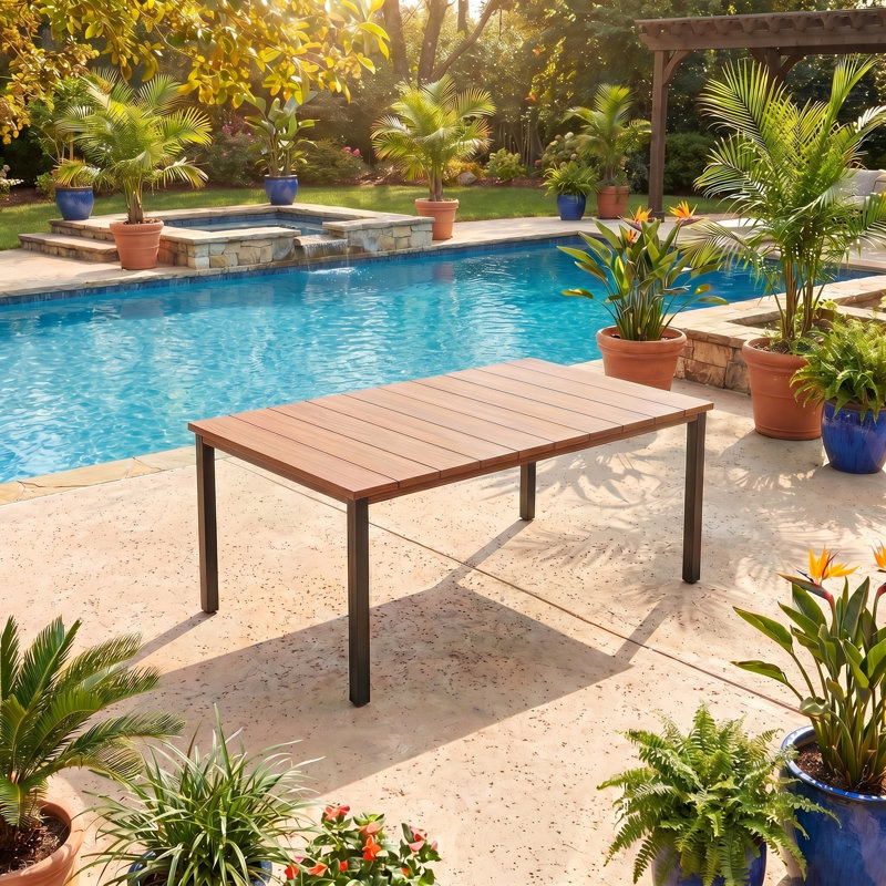 Brown Rectangular Outoor Patio Dining Table