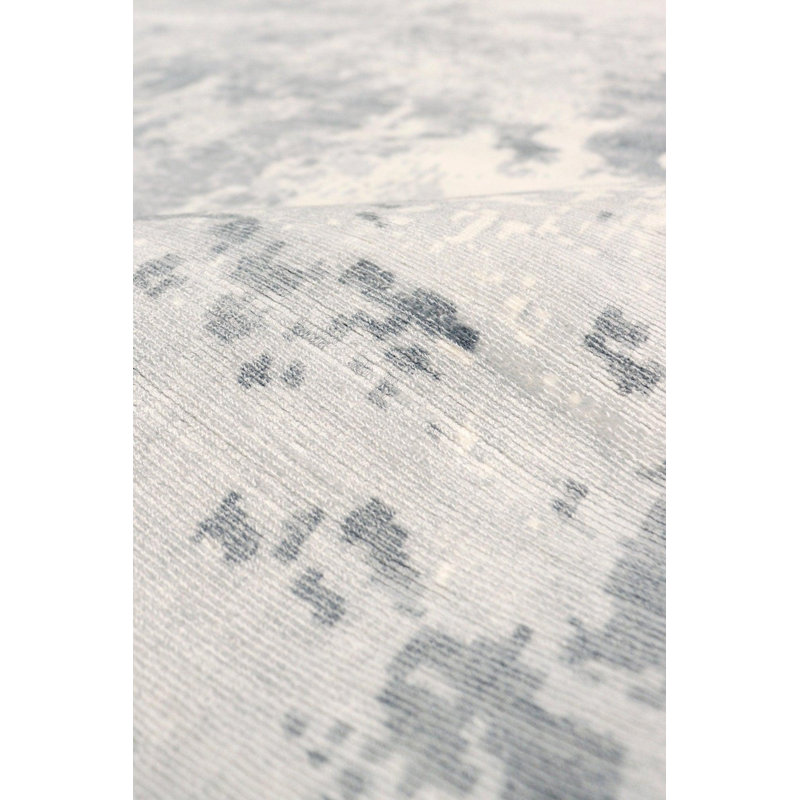 Tapis gris / crème en coton / laine sans motif à la main et sans motif 6 pi x 9 pi