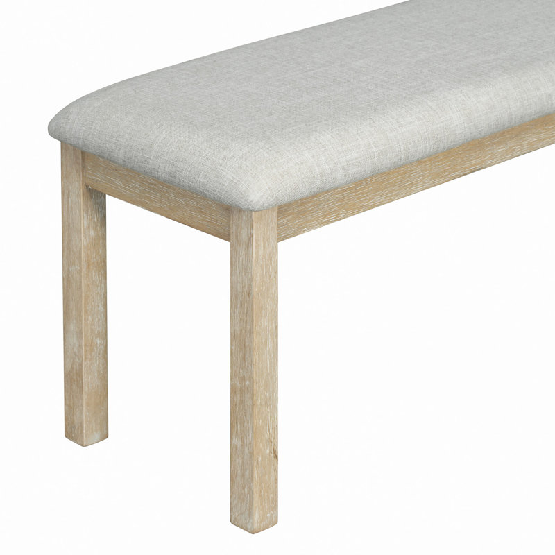 Ensemble de table de salle à manger 6 pièces en bois d'hévéa avec placage en bois massif et coussin moelleux