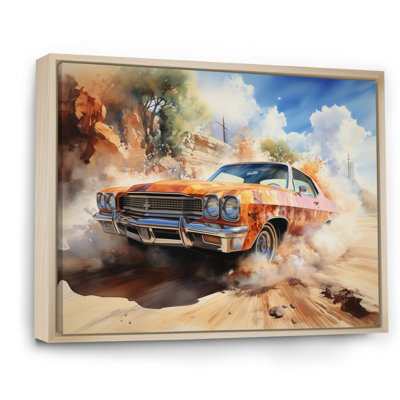 " Orange Muscle Car On Offroad "