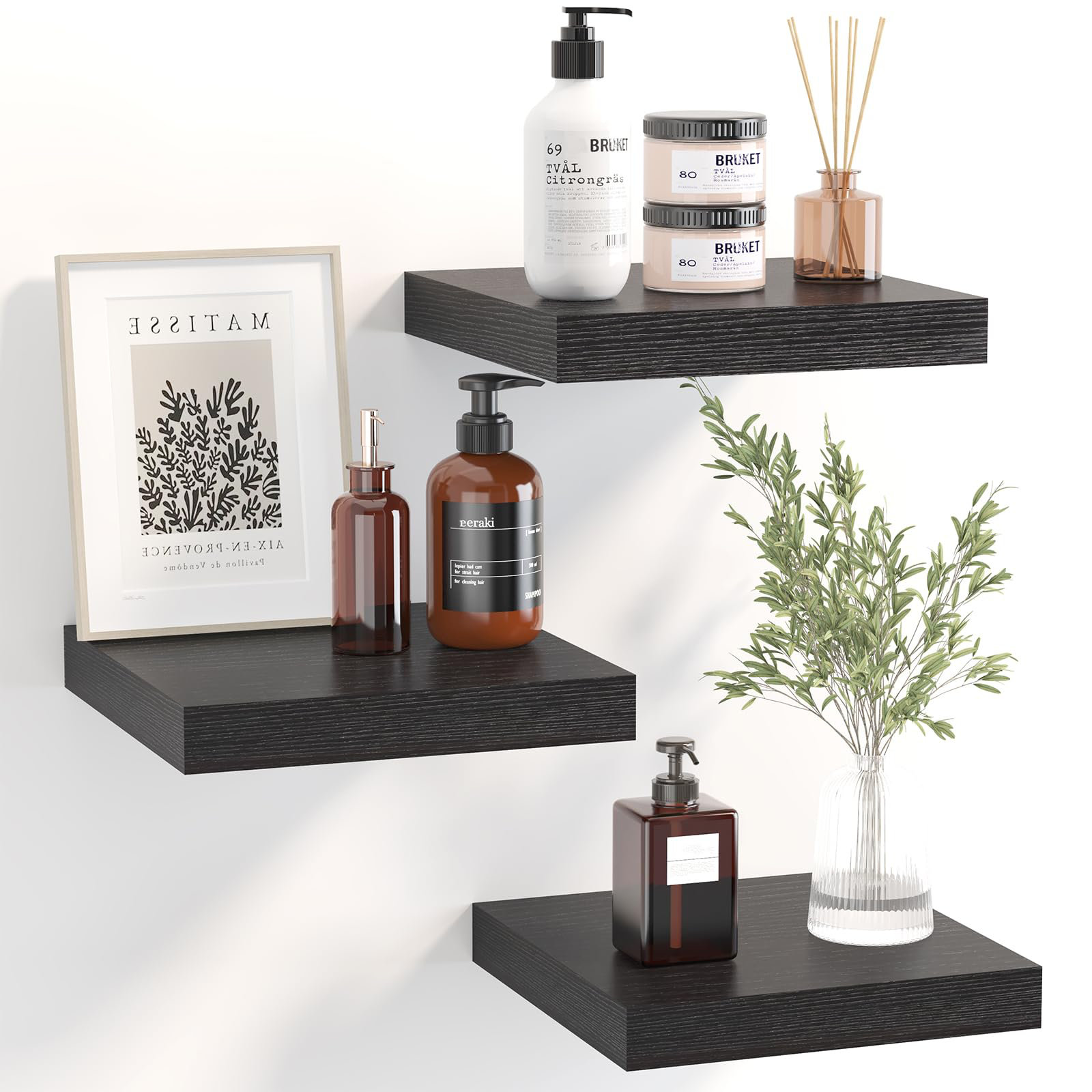 Latitude Run® Floating Shelves For Wall, Small Black Shelves Wall
